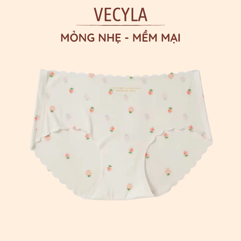 Quần Lót VECYLA Nữ Q 2385 Đúc Su Lạnh Hoạ Tiết Trái Dâu Thạch Tàng Hình Thoáng Mát Siêu Hot