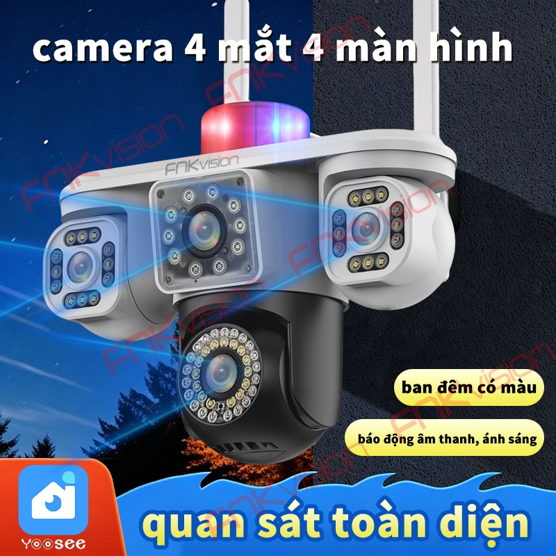 Camera 4 mắt 4 màn hình Yoosee 24MP xem đêm có màu Camera ngoài trời chống mưa…