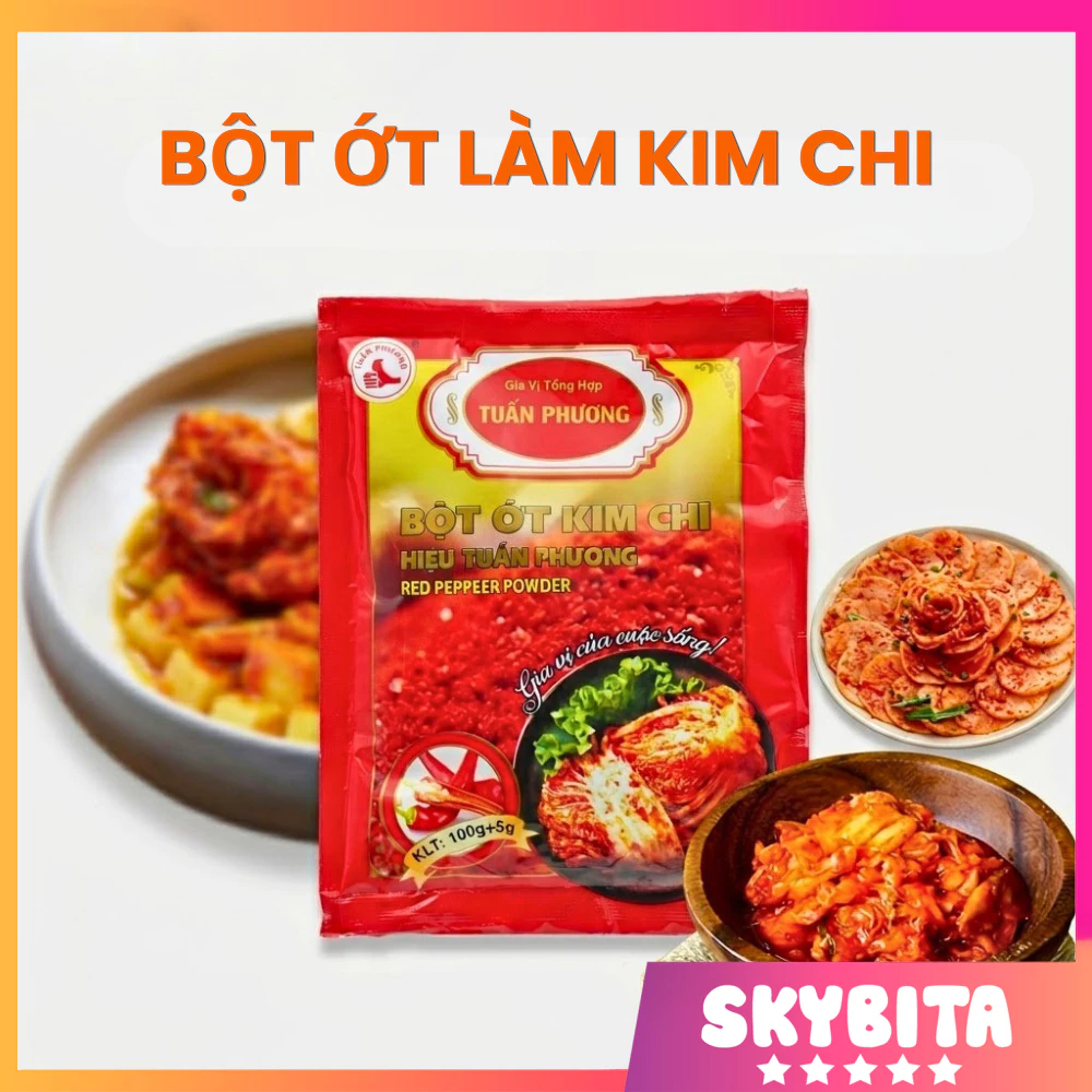 Bột ớt Hàn Quốc hiệu Tuấn Phương – Bột ớt chuyên dùng muối kim chi siêu ngon chuẩn vị Hàn Quốc gói 100gr