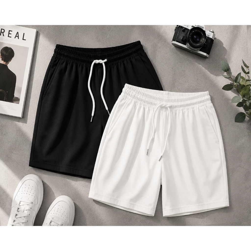 [ Quần Short Kaki Gió ] Quần đùi kaki gió 2 màu đen trắng kiểu dáng trẻ trung thể thao phù hợp mọi lứa tuổi