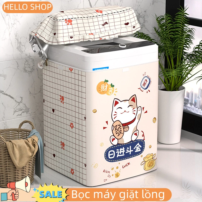 Áo trùm máy giặt cửa trên lồng đứng vải bạt cao cấp chống nắng mưa bền đẹp ngăn bụi