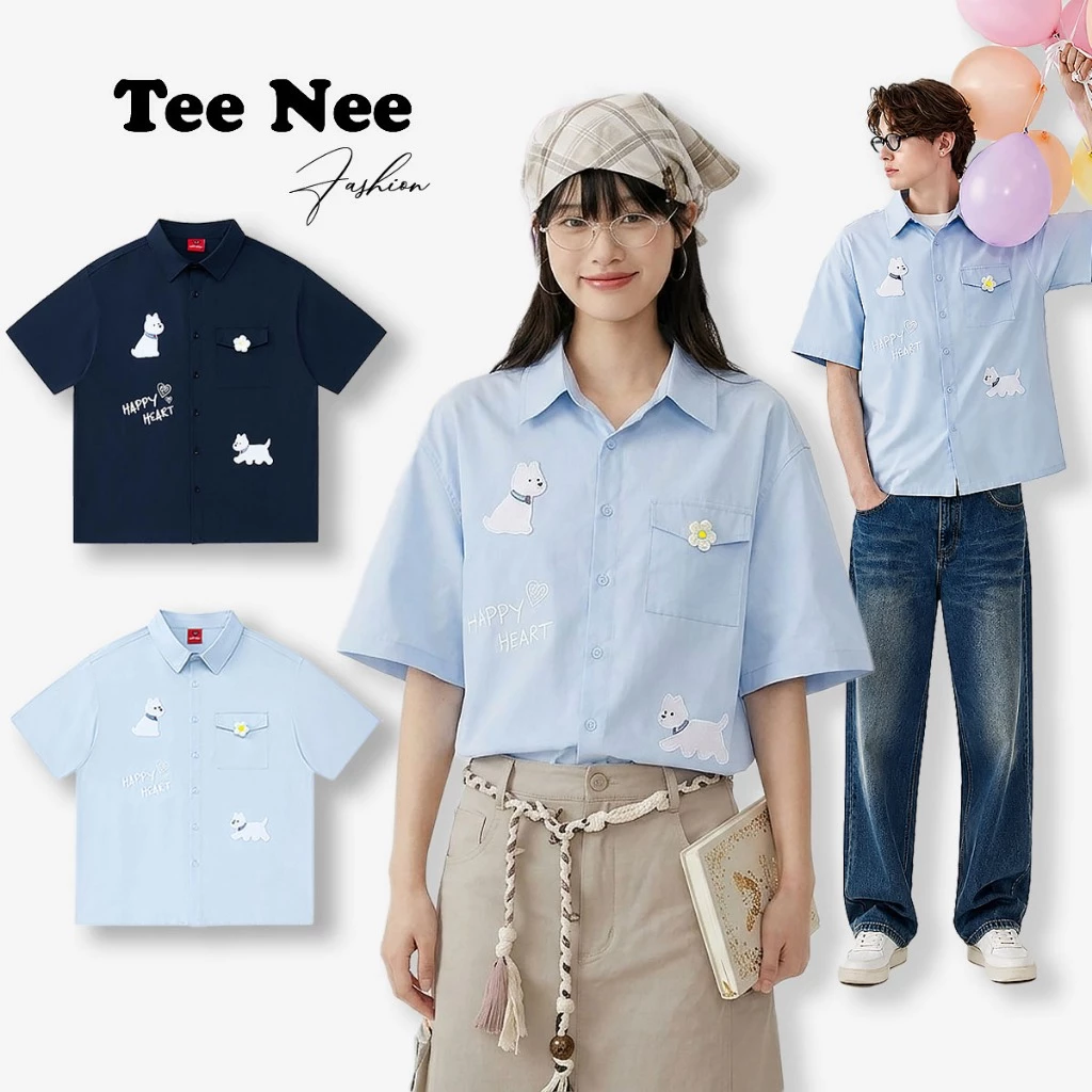 [ DEAL MỞ BÁN ] Áo Sơ Mi Nam Nữ Mùa Hè Thêu Nổi Cao Cấp Chất Vải Thấm Hút Mồ Hôi Hợp Mặc Đi Biển Đi Chơi By TeeNee