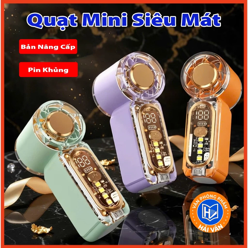 Quạt cầm tay S2 Mini tốc độ cao,  đèn led chiếu sáng, 100 mức gió, pin 1800mAh làm mát nhanh, quạt tích điện S2 Mini