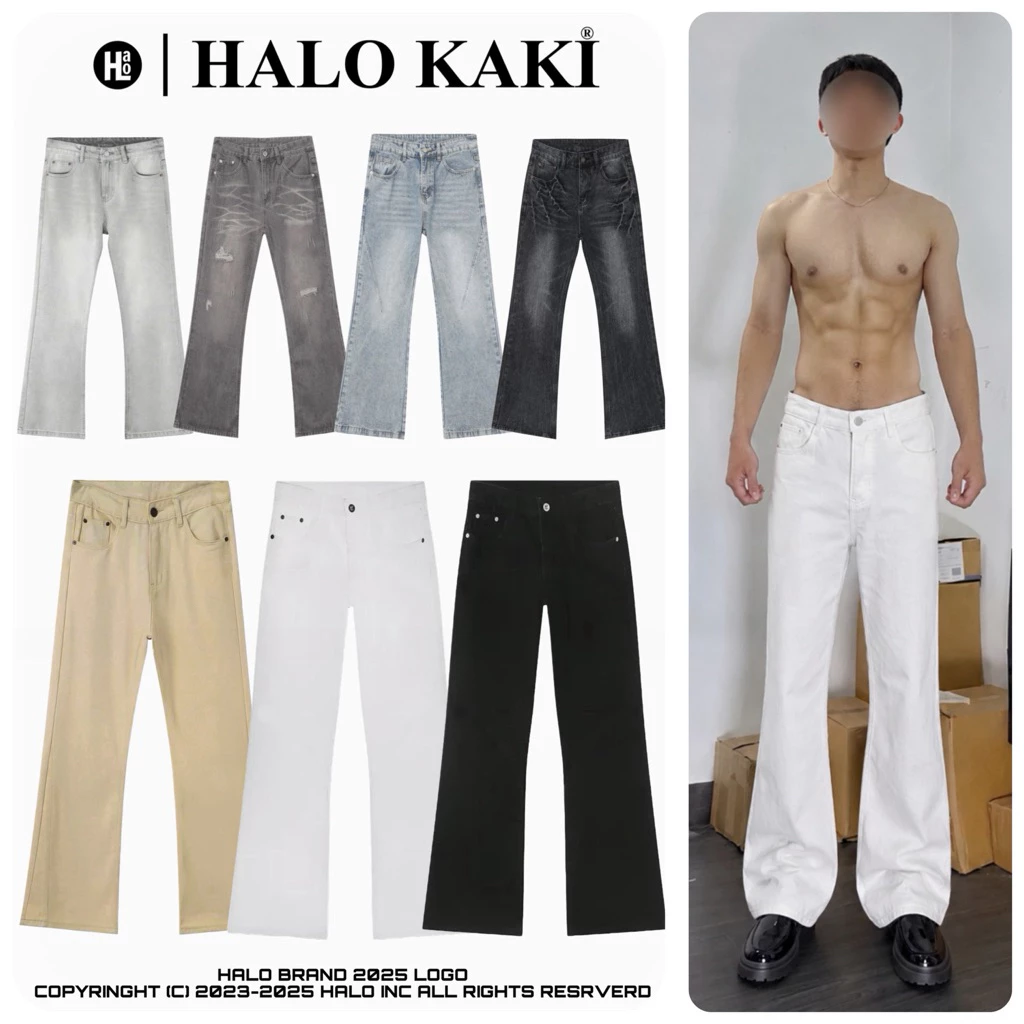 QUẦN JEANS BAGGY ỐNG LOE TRẮNG/ĐEN LOE NHẸ - Quần jeans ống loe halo kaki chất dày menswaer Ong Pants