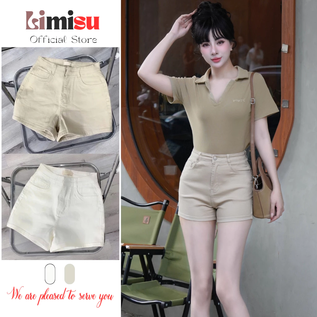 Quần Short Jean Nữ Co Giãn Cạp Cao LIMISU From Ôm Tôn Dáng Chất Denim