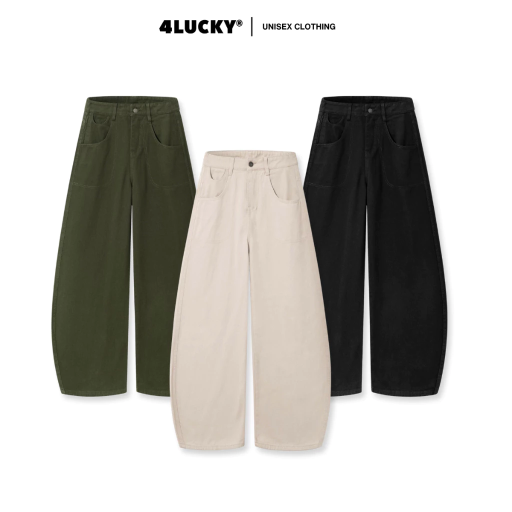 Quần Kaki Ống Cong Form Rộng Unisex 4Lucky 6228, Quần Thời Trang Nam Nữ Phong Cách Streetwear