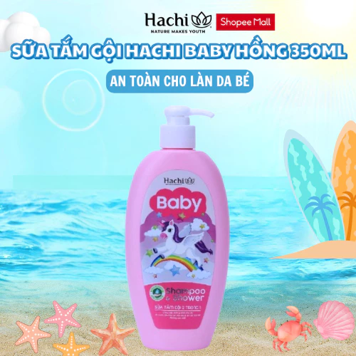 HACHI BABY HỒNG 2IN1 - SỮA TẮM GỘI TOÀN THÂN CHO BÉ - 350ML AN TOÀN CHO LÀN DA CỦA BÉ
