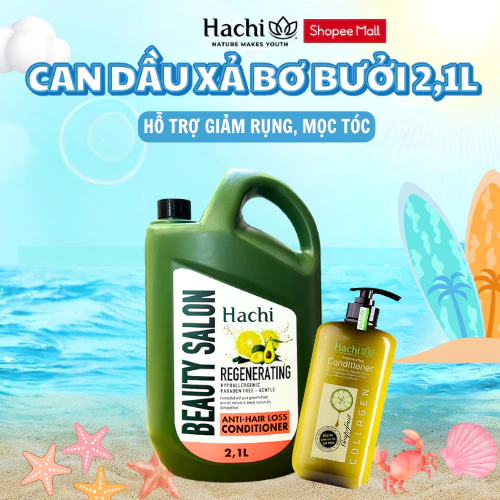 Can dầu xả 2.1L kèm chai gội bơ bưởi 350ml bơ bưởi hỗ trợ giảm rụng, giúp mọc tóc Regenerating Hachi