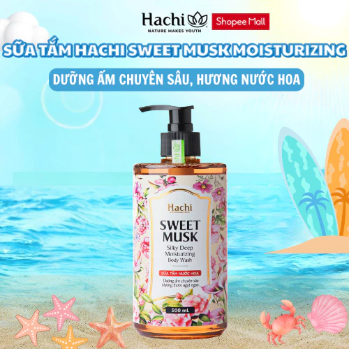 Sữa Tắm Hachi Sweet Musk Giúp Dưỡng Ẩm Chuyên Sâu, Hương Thơm Lâu, Da Mềm Mịn 500ml