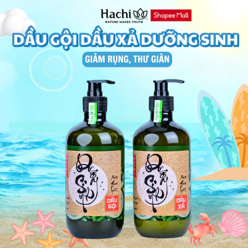 Dầu gội, xả gừng sả bưởi dưỡng sinh Hachi hỗ trợ giảm rụng, giúp mọc tóc, giúp giảm gàu 500ml