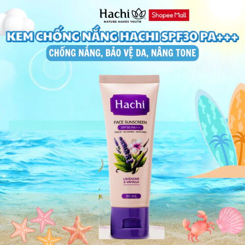 Kem Chống Nắng Hachi Lavender & Vanilla SPF30 PA+++ Nâng Tone Nhẹ, Bảo Vệ Da Hằng Ngày 30ML
