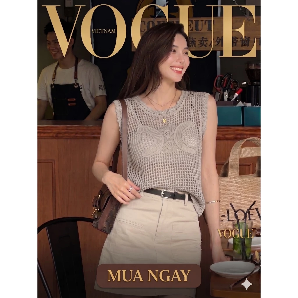 Áo Lưới Nữ 3 Lỗ Chữ X Sexy Mỏng Nhẹ Phối Outfit Cá Tính