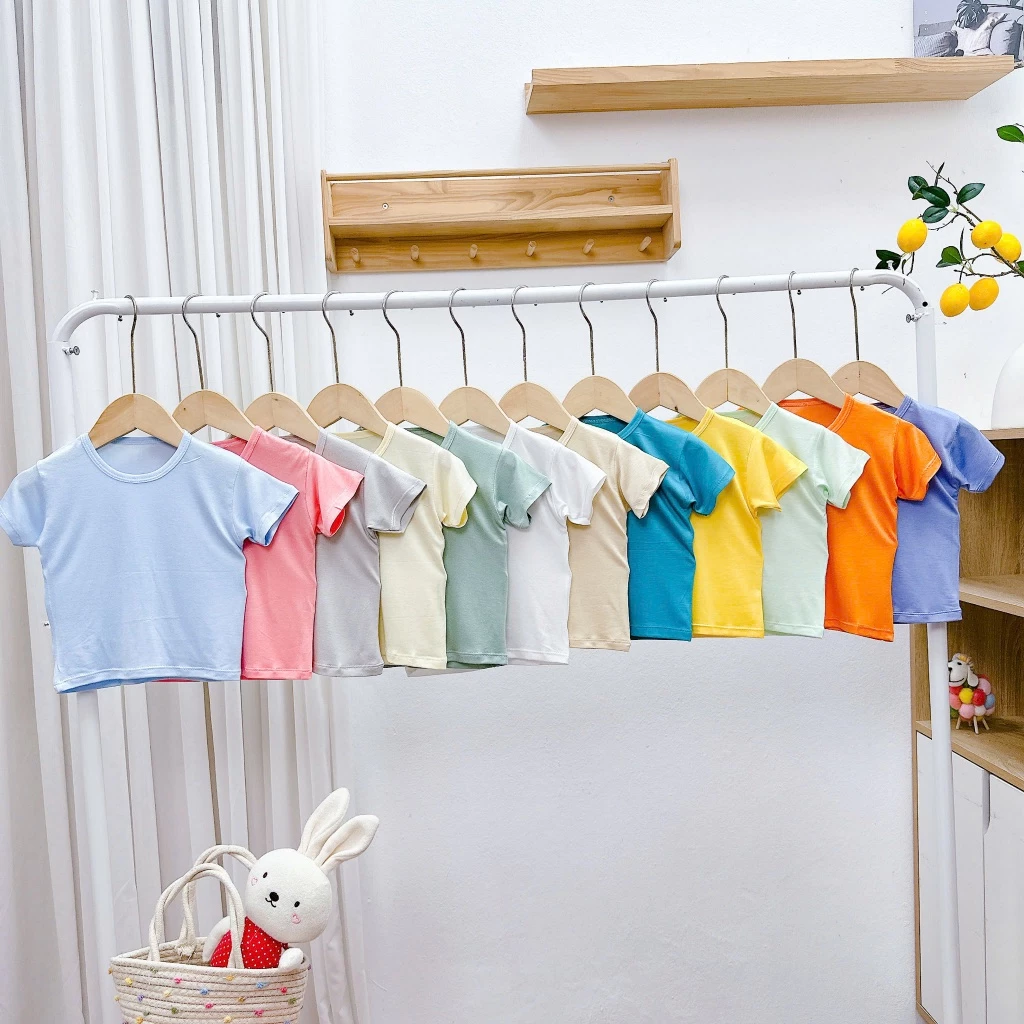 [A180 - MỀm Mát, Rẻ, Được Chọn Mầu] Áo Cộc Tay Thun lạnh  Không Họa Tiết Cho Bé Trai Bé Gái