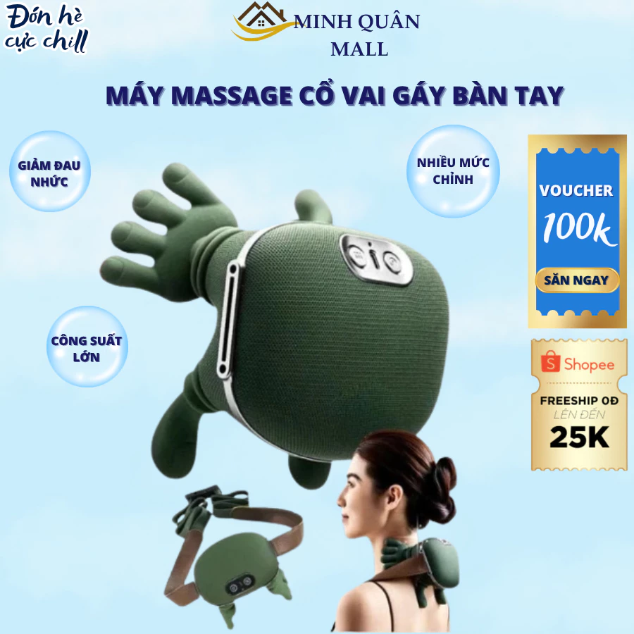 Máy Massage Cổ Vai Gáy , Massage Mô Phỏng Bàn Tay Silicon, Giảm Đau Mỏi Hiệu Quả Hồng Ngoại Chườm Ấm Bảo Hành 12 Tháng