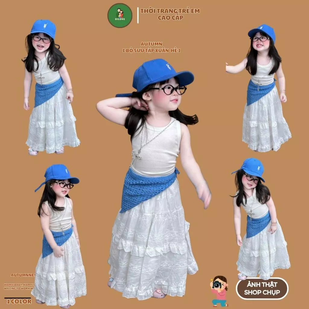 Váy maxi cho bé gái DILOVE Chân váy cho bé gái Váy ren maxi cho bé gái dáng dài chất liệu cao cấp váy cho bé - VÁY