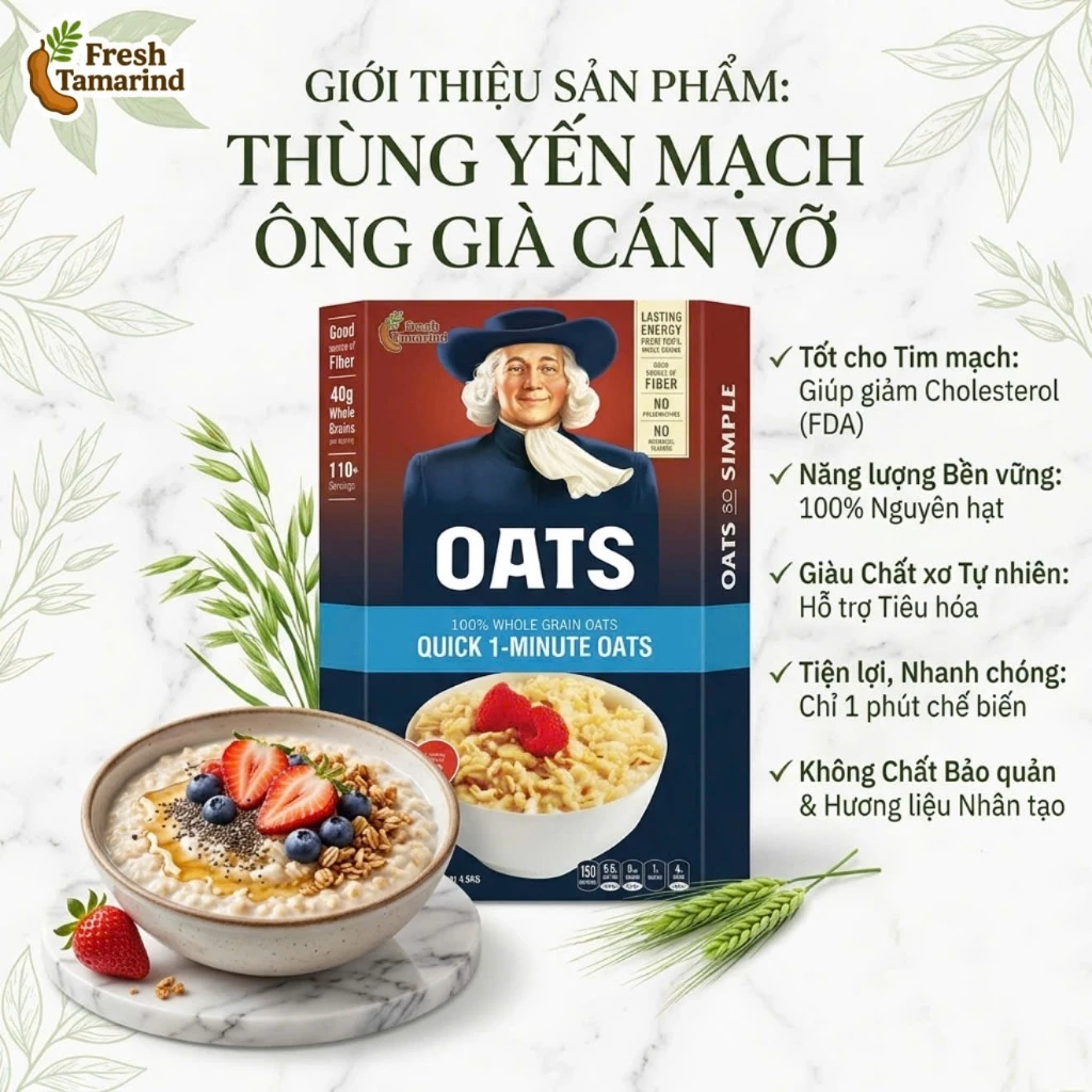 [4.52Kg] Thùng Yến Mạch Ông Già Cán Vỡ (Hàng Công Ty) - An Toàn Chất Lượng