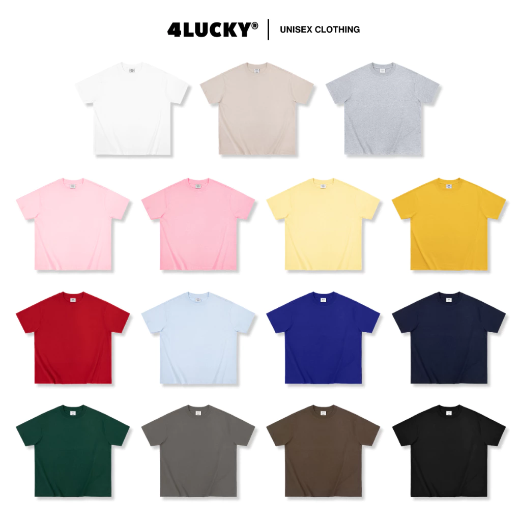 Áo Thun Boxy Trơn Nam Nữ 4LUCKY 6405, Áo Thun Form Boxy Cổ Tròn Local Brand Chính Hãng Unisex
