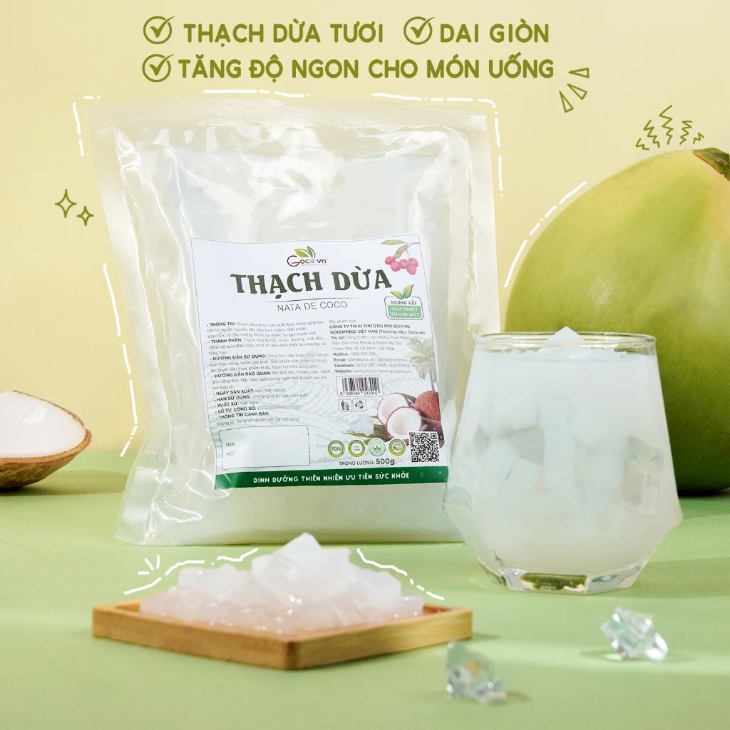 Thạch dừa hương vải Goce - Túi 500g