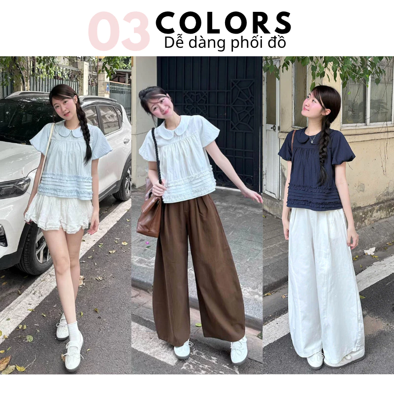 Áo Cổ Sen Tay Bồng Bèo Dưới Xếp Ly  Su Chang Thời Trang Nữ Mã A860