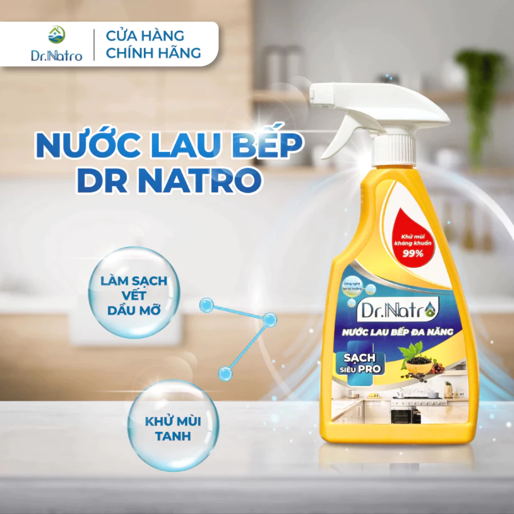 Nước lau bếp đa năng Dr Natro tẩy sạch dầu mỡ chống bám bẩn an toàn tiện dụng - Didooglt