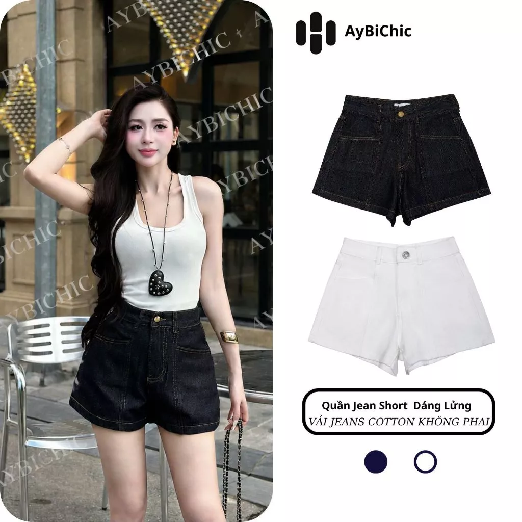Quần Jenas Ngố, Quần Đùi Jeans Cộc Chất Vải Jeans Cotton Không Phai Màu, Mềm Mại Tôn Dáng AB 3662