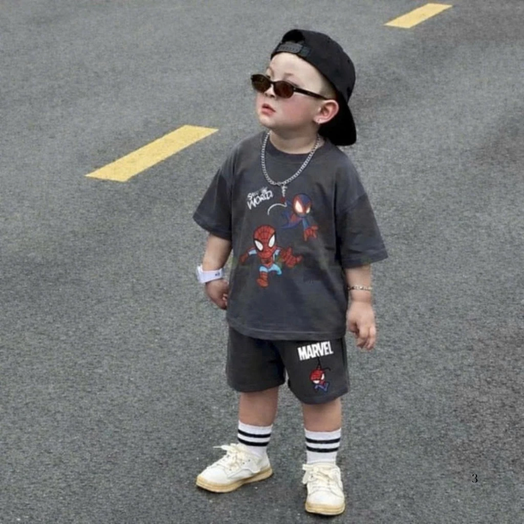 [7-18kg] Set bộ cộc tay mùa hè cho bé trai đáng yêu chất liệu cotton mềm mại, thoáng mát mẫu AMERICA