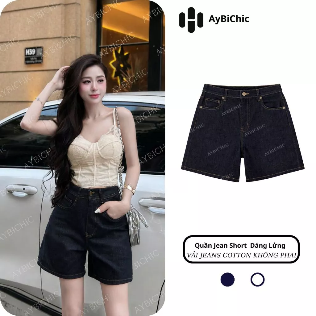 Quần Short Jeans, Quần Đùi Jeans Dáng Lửng, Chất Jeans Cotton Không Phai Hàng Cao Cấp Chất Mềm Mại Aybichic 2885