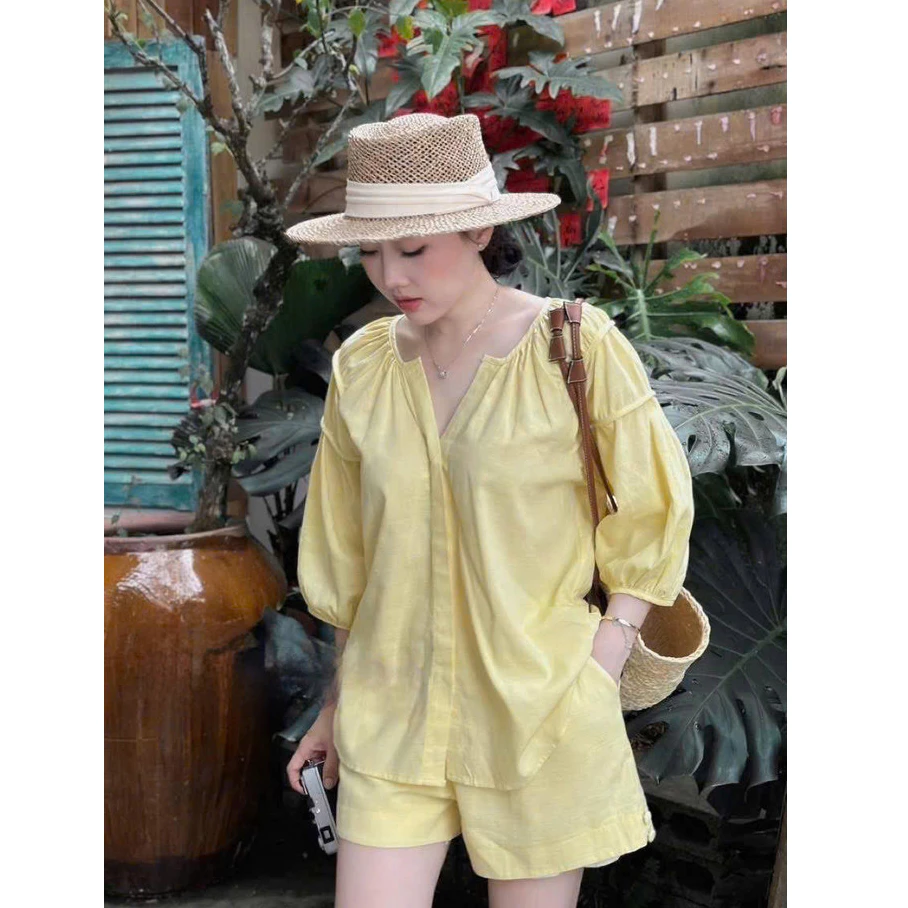 (HOT NEW) SET ĐỒ BỘ KIỂU SƠ MI KÈM QUẦN NGẮN MÁT MẺ,  PHÙ HỢP CHO MÙA HÈ ĐI CHƠI, ĐI BIỂN NY NA STORE