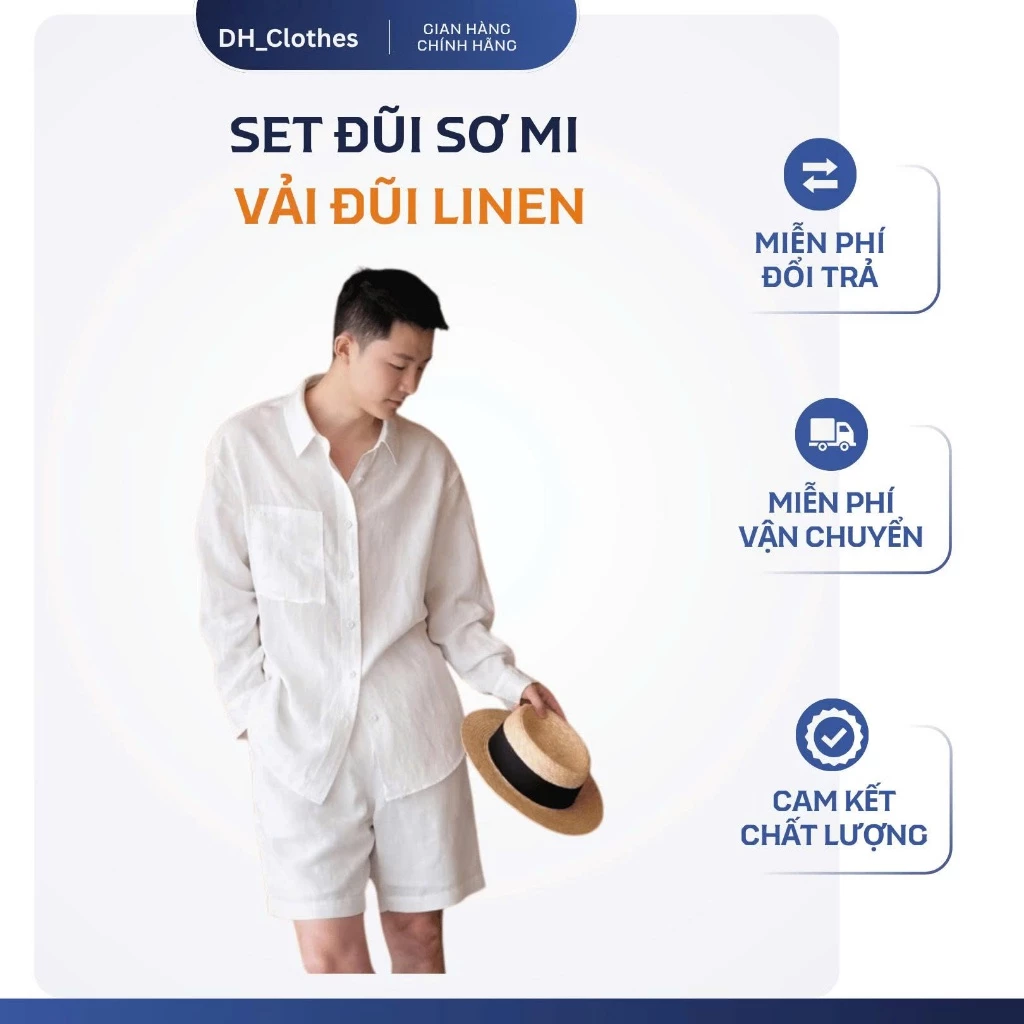 Set Đũi Linen Nam cao cấp -SN1 – Đồ Đi Biển Du Lịch Thoáng Mát Phong Cách Tối Giản