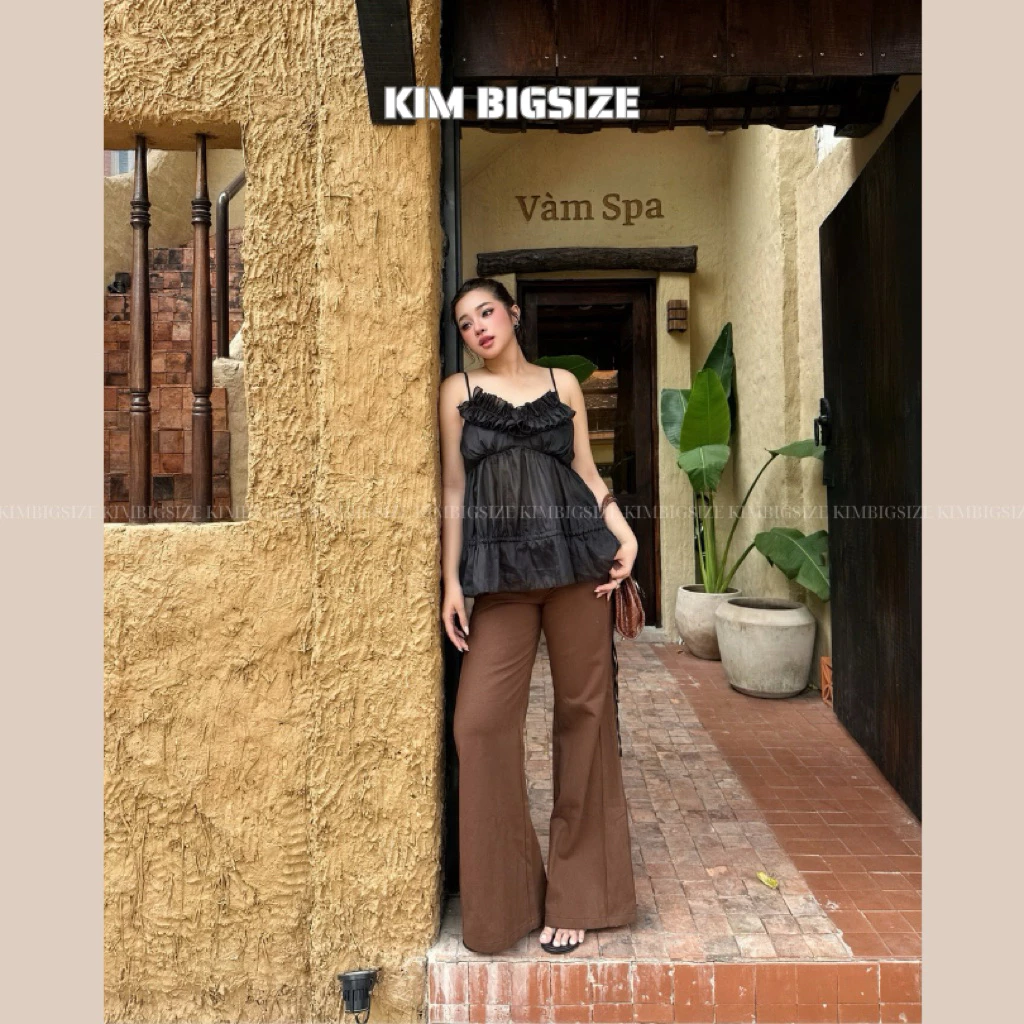 Quần jean suông loe bigsize nữ(55-85kg)[KIMBIGSIZE]