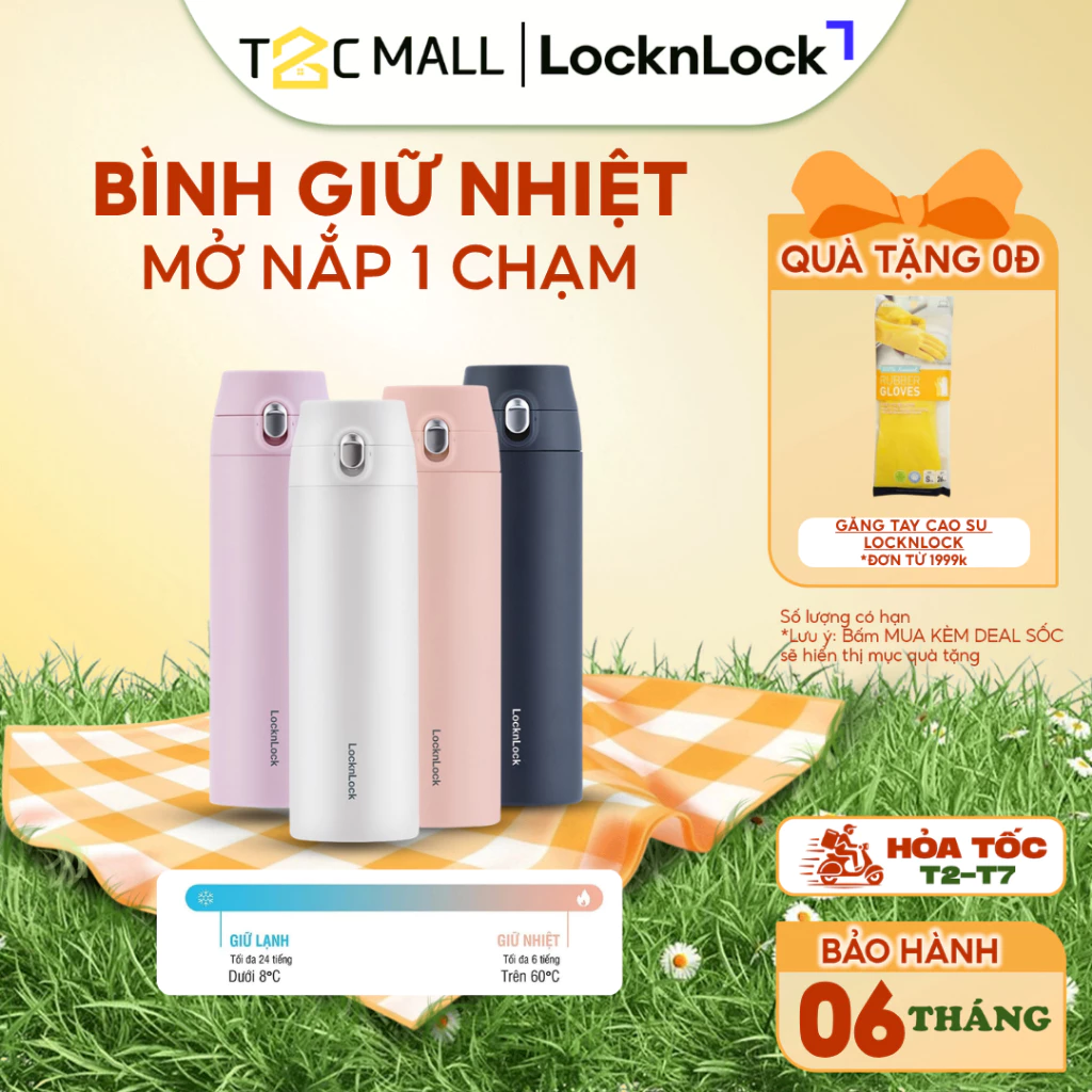 Bình Nước Giữ Nhiệt LocknLock To 500ml Chính Hãng Cao Cấp Nhỏ Gọn Mở Một Chạm  LHC3257 T2C Mall