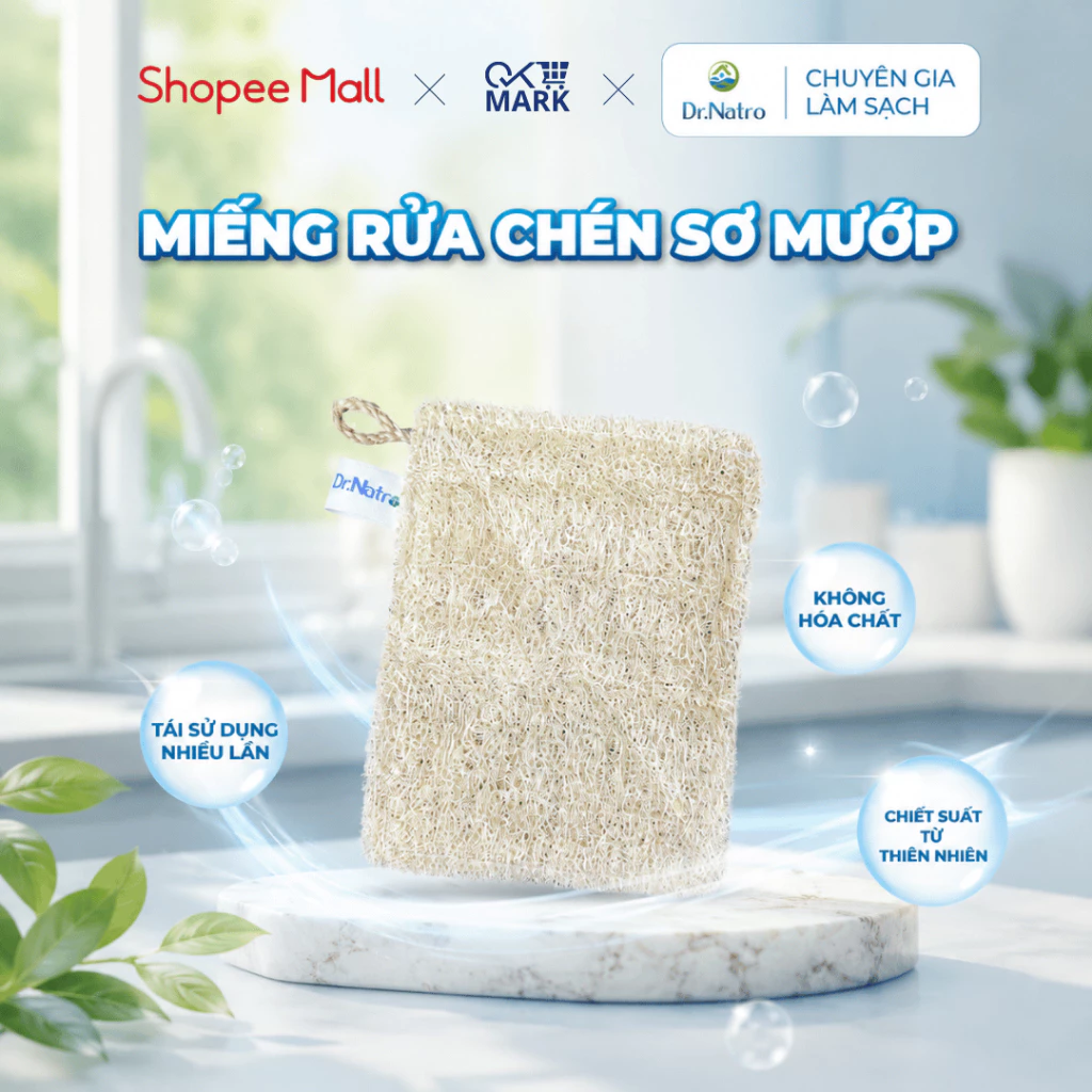 Miếng Rửa Chén Sơ Mướp Dr.Natro - Xơ Mướp Tự Nhiên An Toàn Cho Mọi Bề Mặt