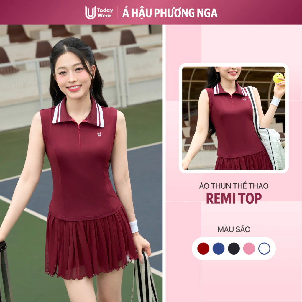[Xả Hàng Giá Sốc] Áo thể thao cổ polo nữ Remi Top Today U Wear tập gym yoga, chạy bộ, cầu lông