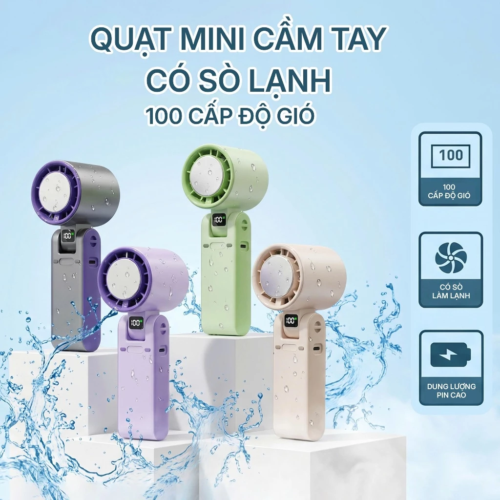 Quạt Cầm Tay Sò Lạnh 2in1 Gió Mạnh Làm Mát T15S