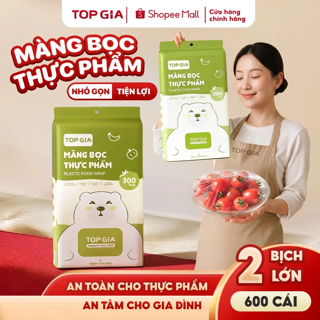 [SIÊU RẺ - 2 BỊCH LỚN 600CÁI] Combo 2bịch màng bọc thực phẩm treo tường dạng rút TopGia chất liệu PE