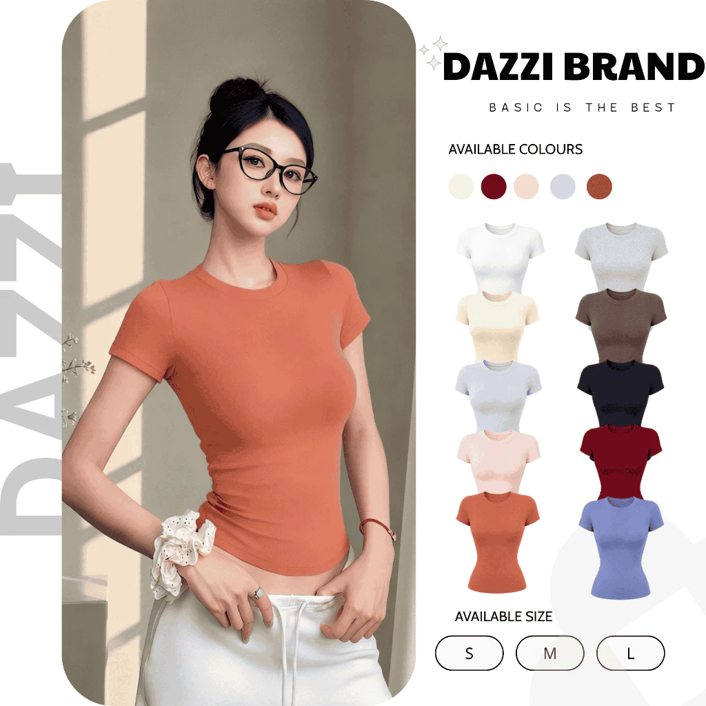 [BẢN CẢI TIẾN] Áo thun nữ cổ tròn DAZZI vải COTTON MỊN,Áo thun babytee form ôm co dãn 4 chiều A016