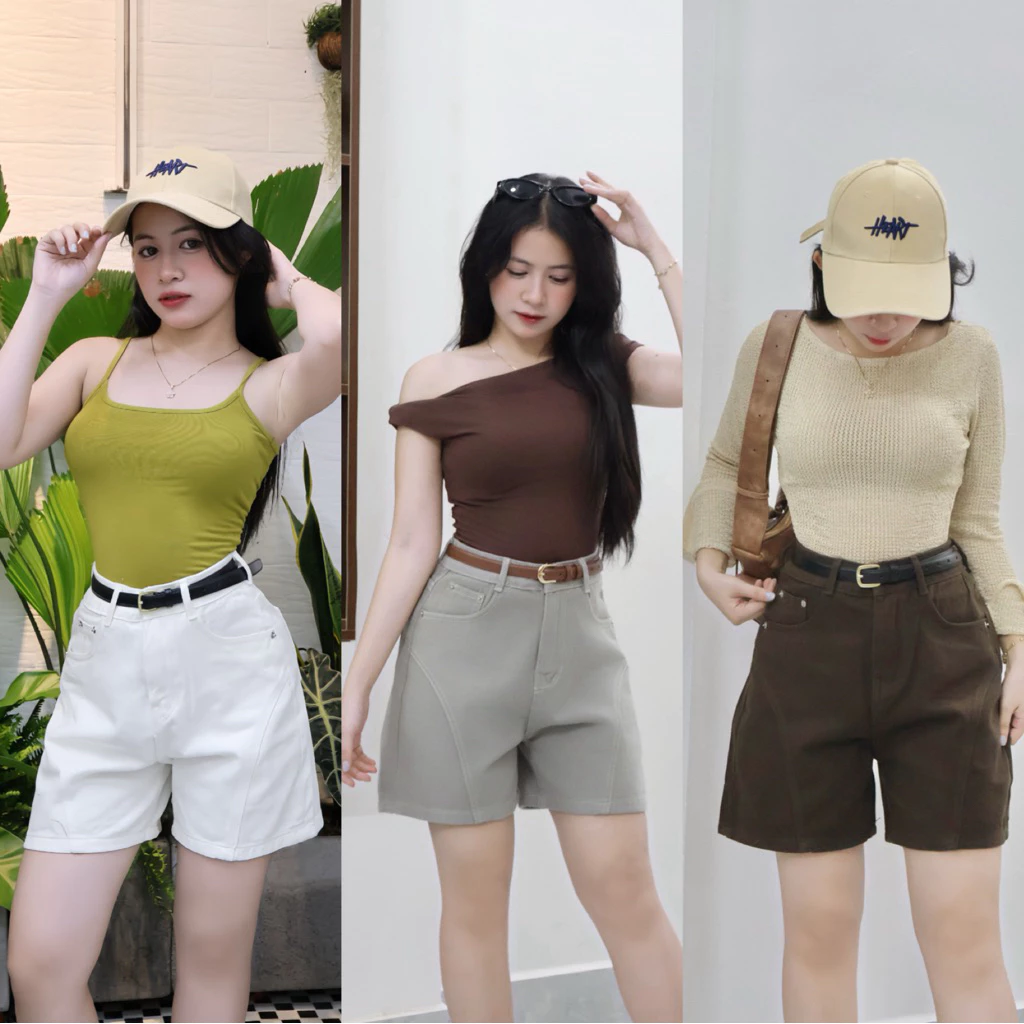 Quần sọt jean nữ trơn , ngố jean nữ . Jean ko giãn . Đủ Size SML  (J7 - quần jean ngố) 251