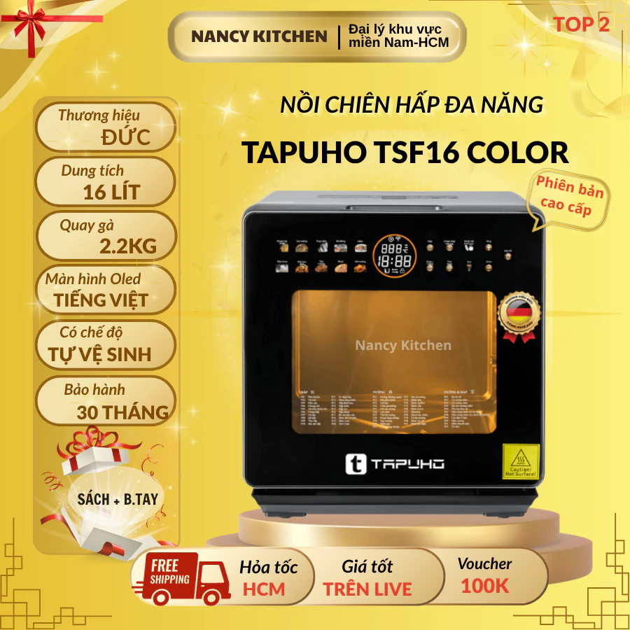 [Chính hãng] Nồi chiên hấp đa năng Tapuho TSF16 Color plus,bản mới 2026,70 chức năng-BH 30 tháng