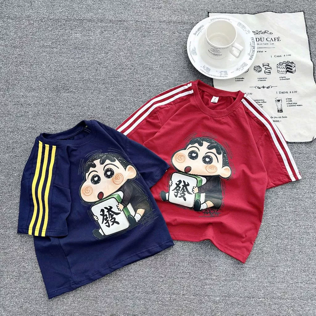 Áo Thun Cộc Tay Bé Trai Chất Liệu Cotton Mã AT2 in Hình Cậu Bé Shin Chất Liệu Mềm Mại Thấm Mô Hôi Fom rộng --- AT 2