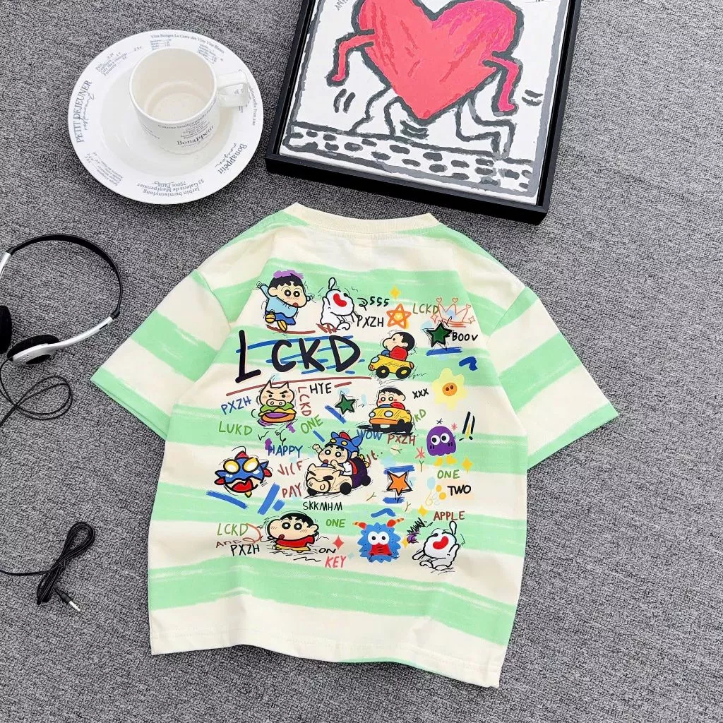Áo Cộc Tay Dành Cho Bé Trai Mùa Hè Áo Bé Trai Fom Vừa Và Thoái Mái Chất Liều Cotton Mềm Mã AT 9------