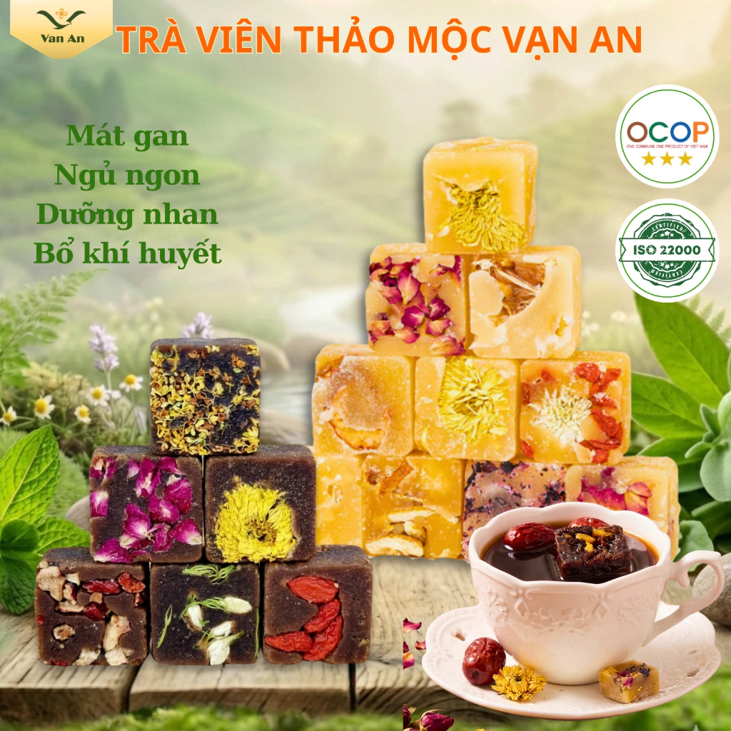(250-500G) Viên Trà Thảo Mộc Vạn An Chất Lượng Cao, Trà Hoa Cúc Đường Phèn Mix Vị, Đường Nâu Bổ Khí Huyết