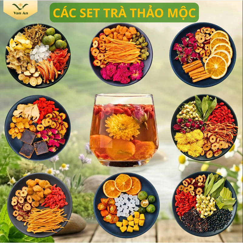 SET 20-30 Gói Trà Thảo Mộc Dưỡng Nhan Giảm Cân, Trà Hỗ Trợ Làm Đẹp Da Mát Gan Ngủ Ngon Đen Tóc