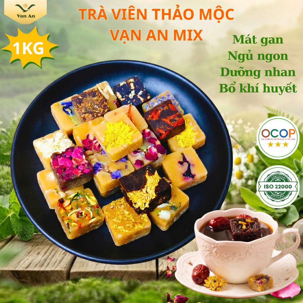 1KG Trà Viên Thảo Mộc Vạn An MIX Mật Ong Hoa Cúc Đường Phèn Dưỡng Nhan Đẹp Đa Thanh Nhiệt