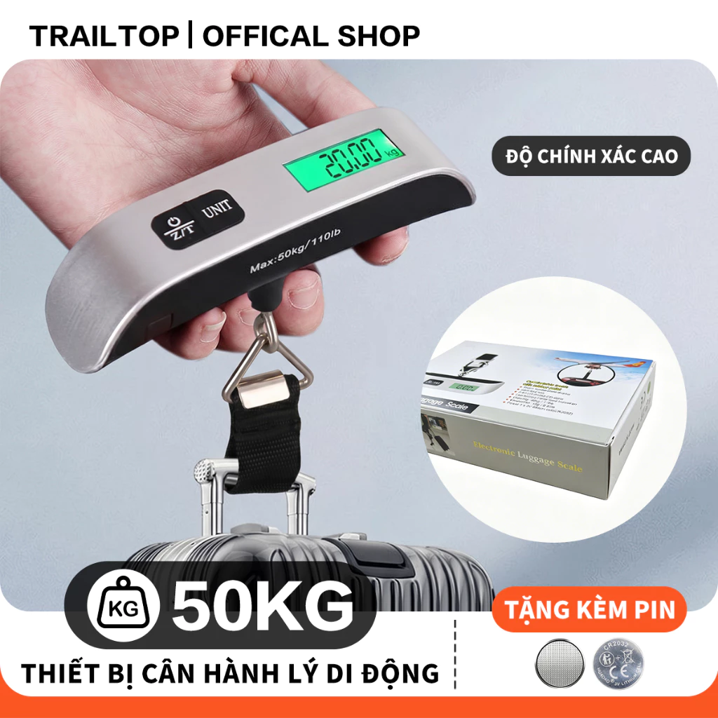 【COD】Trailtop Mini Cân điện tử cầm tay 50kg/75kg Số Cân Du Lịch Đo Hành Lý Túi Thể Thao cân vali hành lý,cân hàng hóa