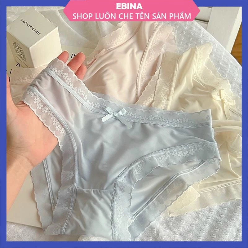 Quần Lót Nữ Su Lụa Siêu Mỏng Không lộ viền co giãn phối ren hoa thoáng mát gợi cảm MÃ QL24
