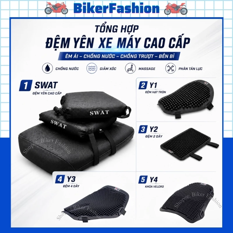Miếng đệm lót yên xe máy SWAT, Đệm yên ZDK Y1, Y2, Y3, Y4, Y5, Y6 Cao Su, gắn các loại xe đều dùng được