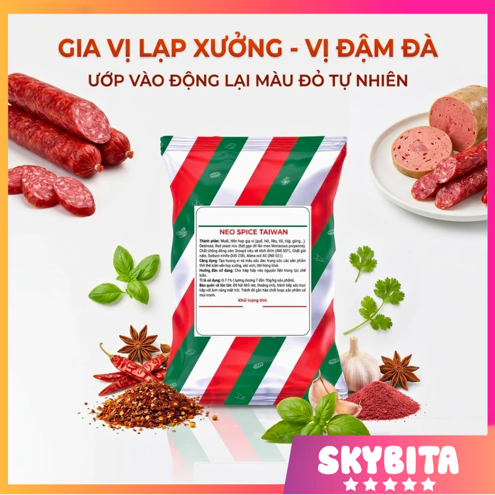 Neo Spice Taiwan - Hỗn Hợp Gia Vị Ướp Lạp Xưởng Đài Loan - sản phẩm lạp xưởng đạt hương vị đậm đà, đồng đều và ổn định
