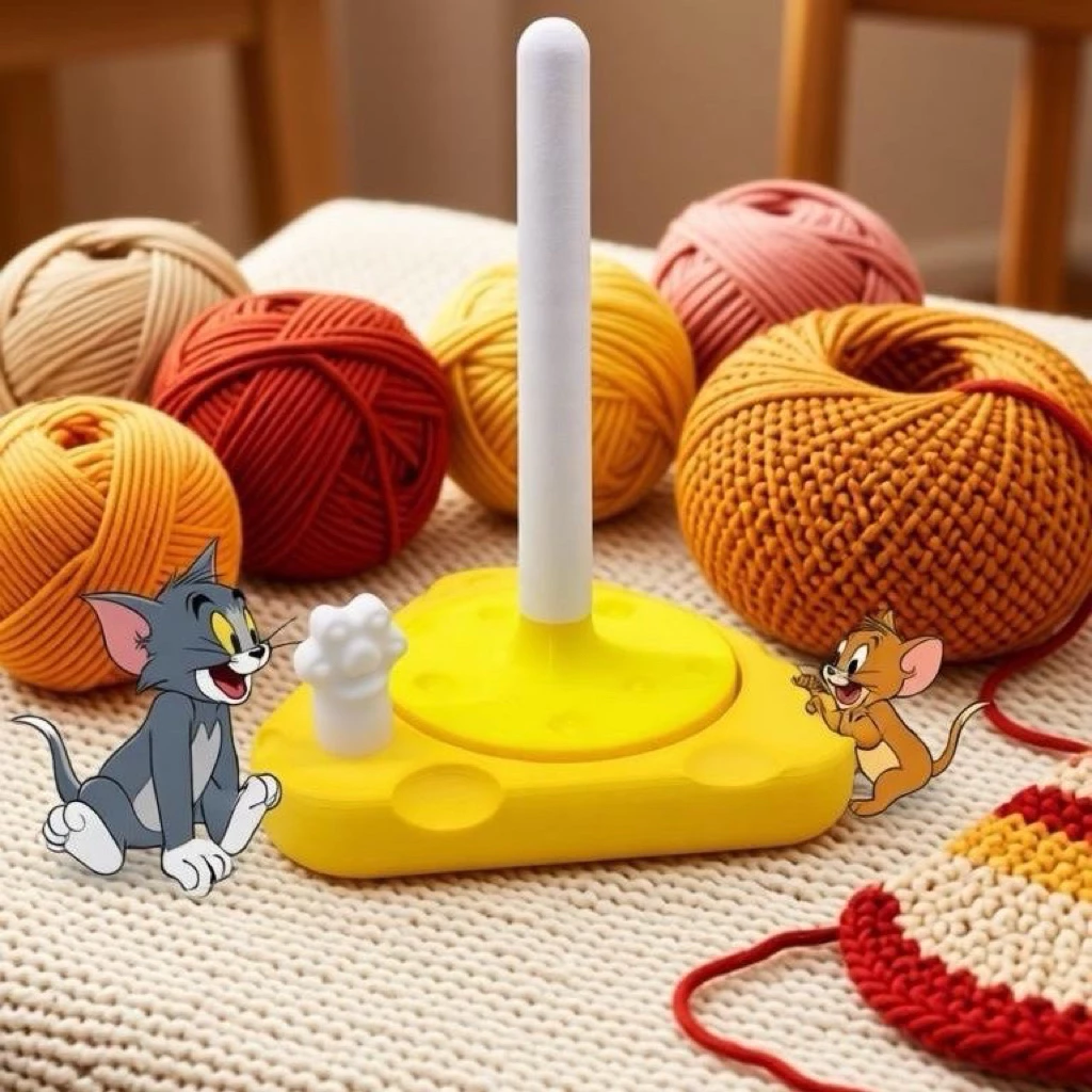 Trục Xoay Cuộn Len Phô Mai 3D Đế Đỡ Len Chống Rối Khi Móc Đan