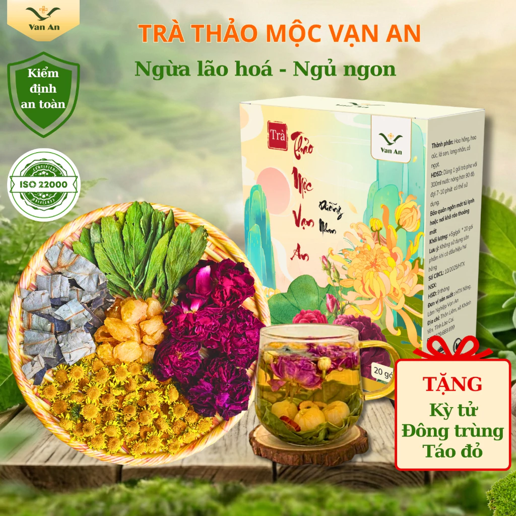 Trà Thảo Mộc Dưỡng Nhan Vạn An Ngủ Ngon Trà Hoa Hồng Đẹp Da Thanh Nhiệt
