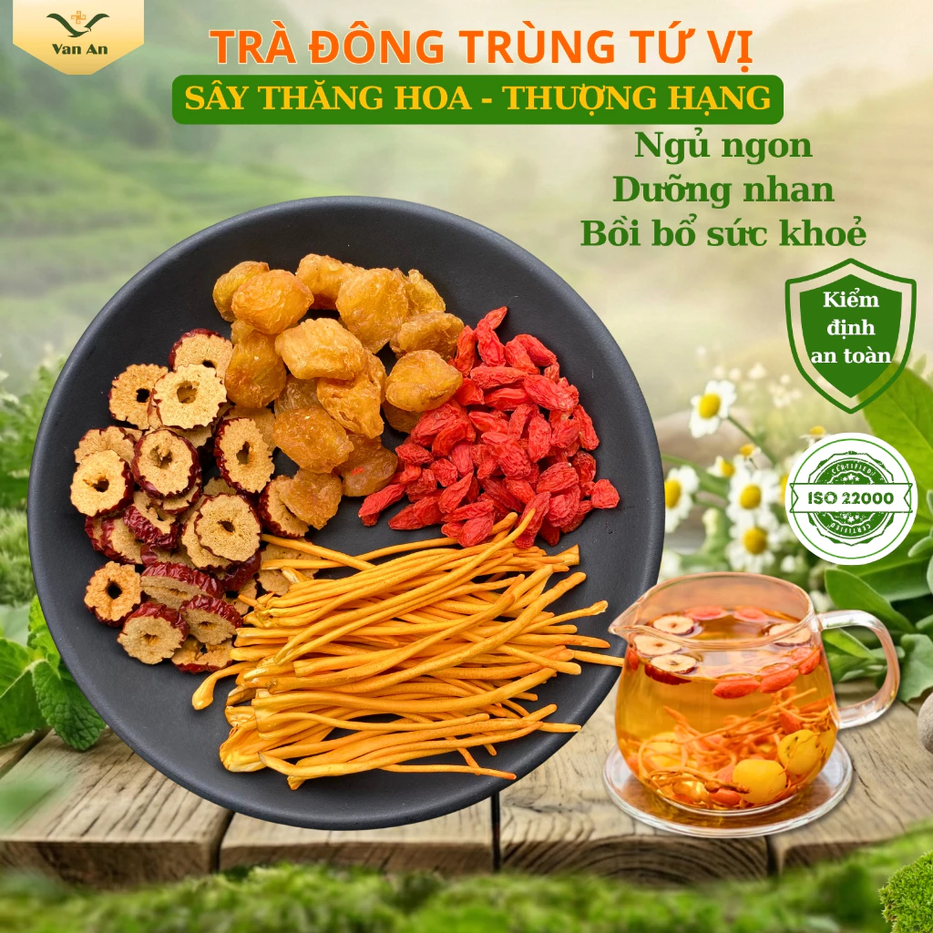 Trà Đông Trùng Hạ ThảoTứ Vị  Vạn An Tăng Cường Sức Khoẻ, Đẹp Da, Ngủ Ngon Chống Lão Hoá